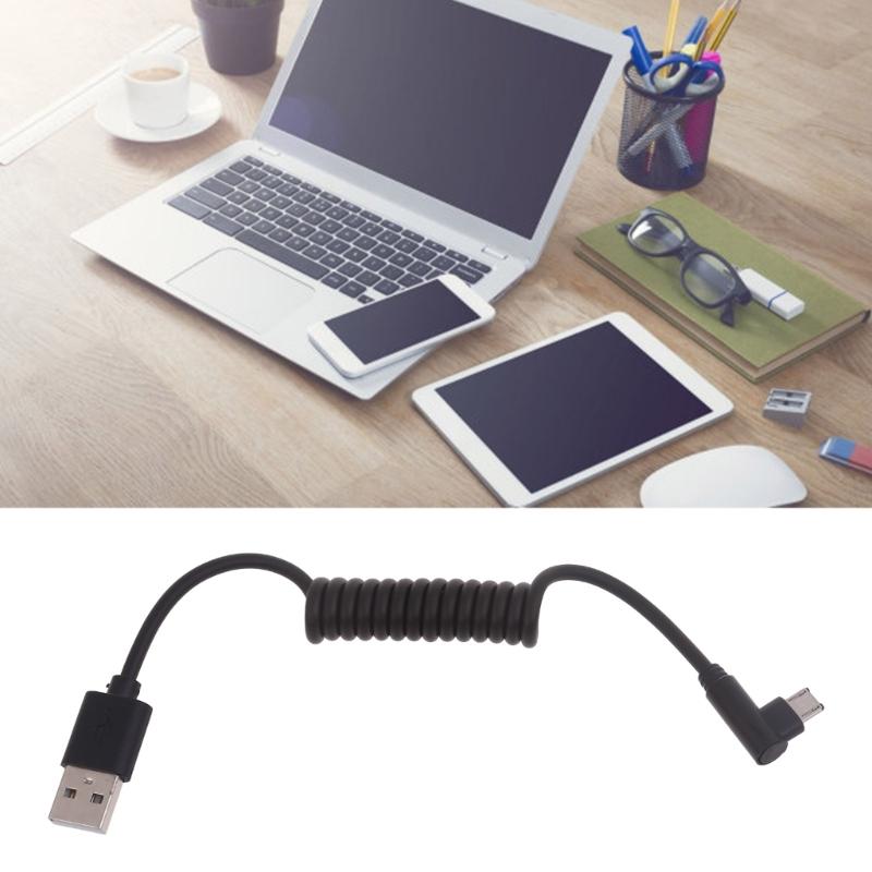 Spring Coiled Charging Cord USB Male to Micro USB Male Flexible 60W 480Mbps Charger Data Sync Cord for Phone Speaker