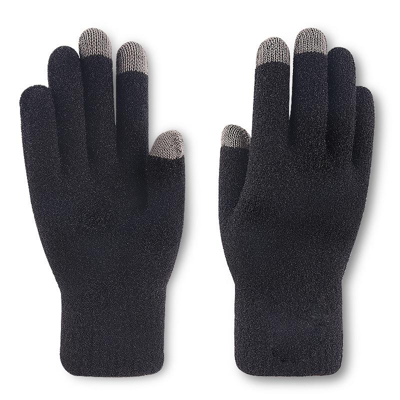 New Touch Screen Gloves for Women In Winter Coral Velvet Thickened High End Warmth Cute Cold Proof Knitted Gloves Touch Control