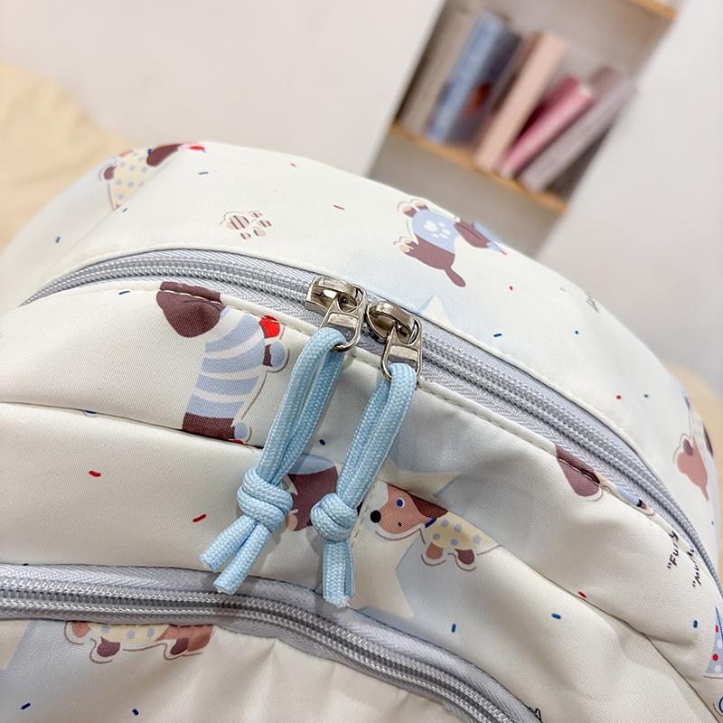 Large Capacity Student Schoolbag Puppy Printed Backpack Women's Lightweight Travel Backpack