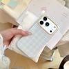 Love mirror bracket Apple 17pm mobile phone case iphone16 is suitable for 15 high value 14 soft 17 fresh plaid