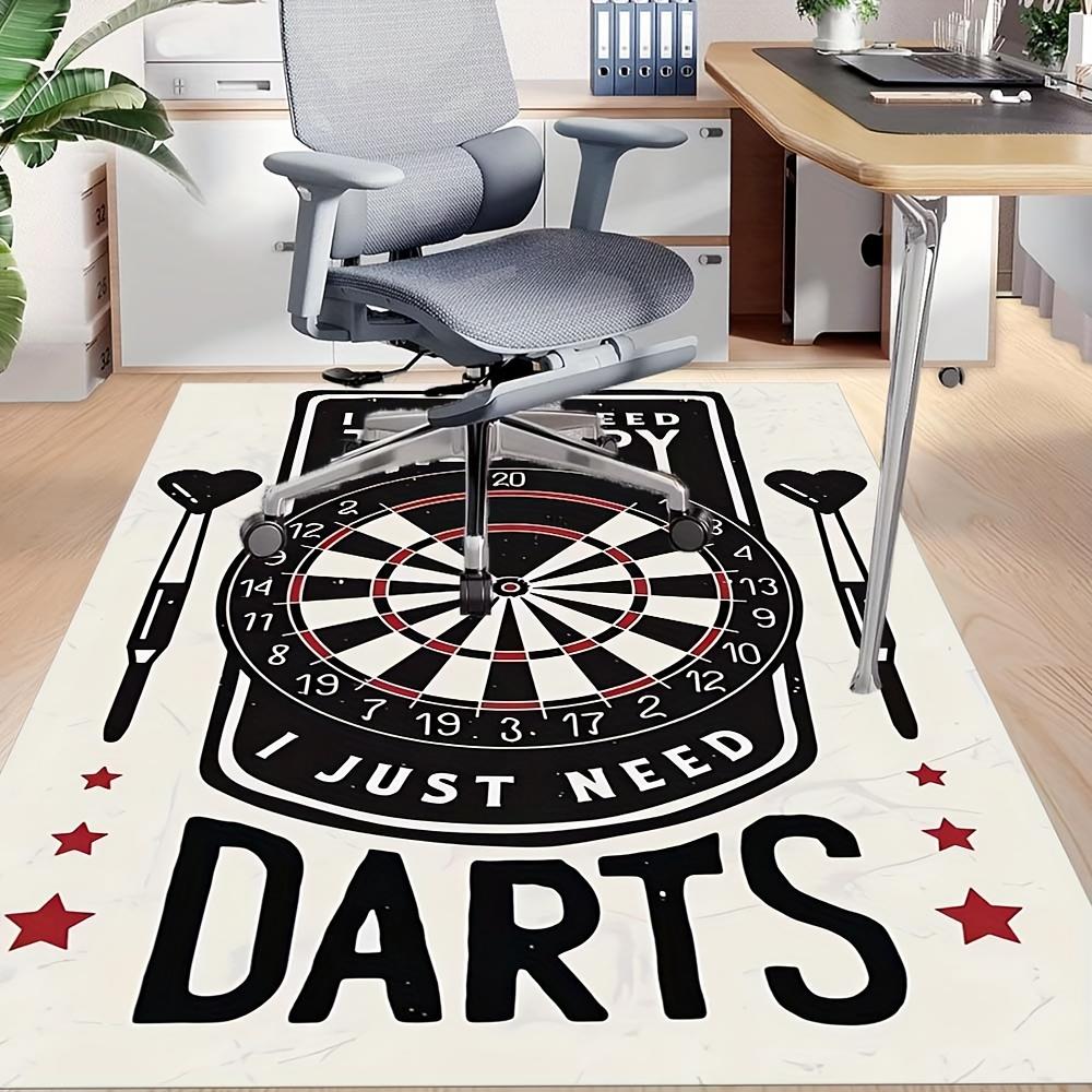 Vintage Teppich mit Dart-Thema und dem Slogan „I Just Need Darts“, Rutschfeste Matte für Wohnzimmer, Spielzimmer, Kneipe, Lustiger Sport-Dekor-Teppich
