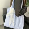 Canvas Striped Shoulder Bag Literary Style Large Capacity Underarm Bag Canvas Hobo Bag  Shopping