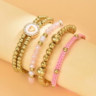 Boho Perlenarmband Europäisches und Amerikanisches Stapeldesign Nische Ins Liebe 1-teiliges Set elastisches Armband Damen