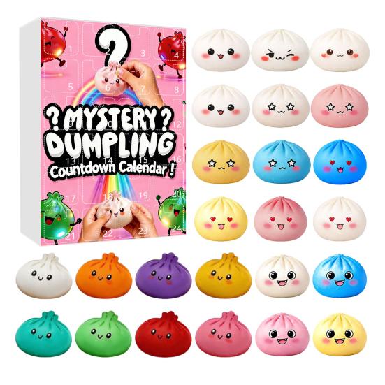 

Dumpling Squeeze Toy Countdown Calendar Cartoon Steamed Bun Stress Relief Fidget Toy 24 Days Countdown Box Party Favors F
