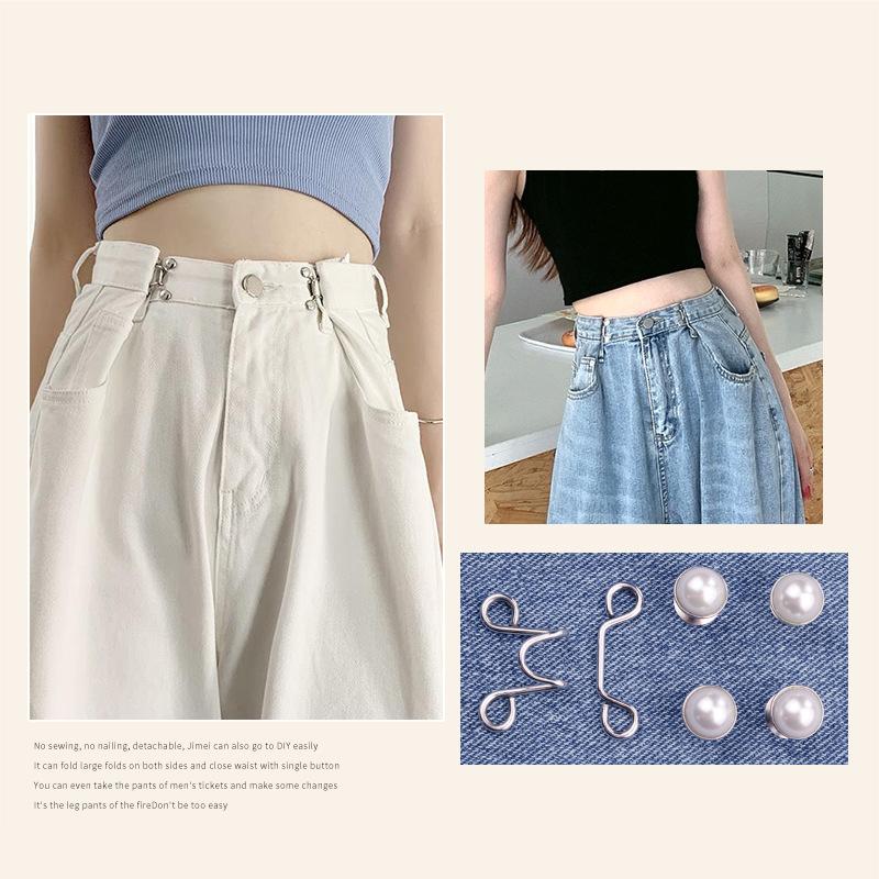 1 sett spikerfri metall jeans Knappeknapper Avtakbare bukser Klips Knapper Pinner DIY midjestrammer Klær Spenner Syverktøy