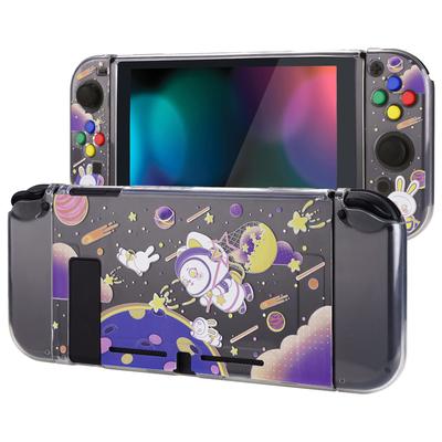 Schutzhülle für PlayVital weiche TPU schlanke Hülle für Switch mit bunten ABXY-Tastenkappen Space Switch, [Katzenabenteuer]
