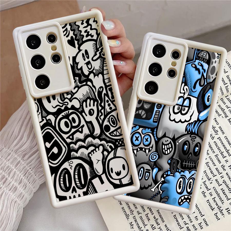Super Cool Black Graffiti Soft Shell Phone Case for Samsung Galaxy S24 Plus S22 S20 S21 S23 FE S25+ S25 Ultra S24+ S22+ S23+