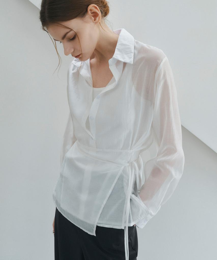 NON AND NON See-Through Wrap Shirt _Nhbl6469