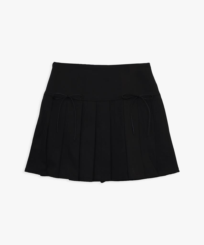 Pink Pineapple Ribbon Pleats Skirt_Black