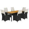 VidaXL Garden Dining Set Cushions 7pcs Black Wicker, Outdoor Dining Set 3276685