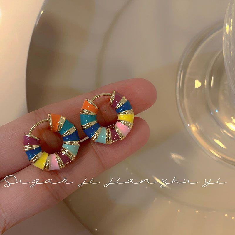 Color Enamel Earrings, High-end Niche Design, Retro Exquisite Temperament, Versatile and Simple Earrings, Stud Earrings, Women's Earrings.