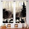 Rustic Deer Curtains,Farmhouse Cabin Lodge Country Forest Hunting Wild Animal Vintage Elk Window Treatments Drapes for Bedroom