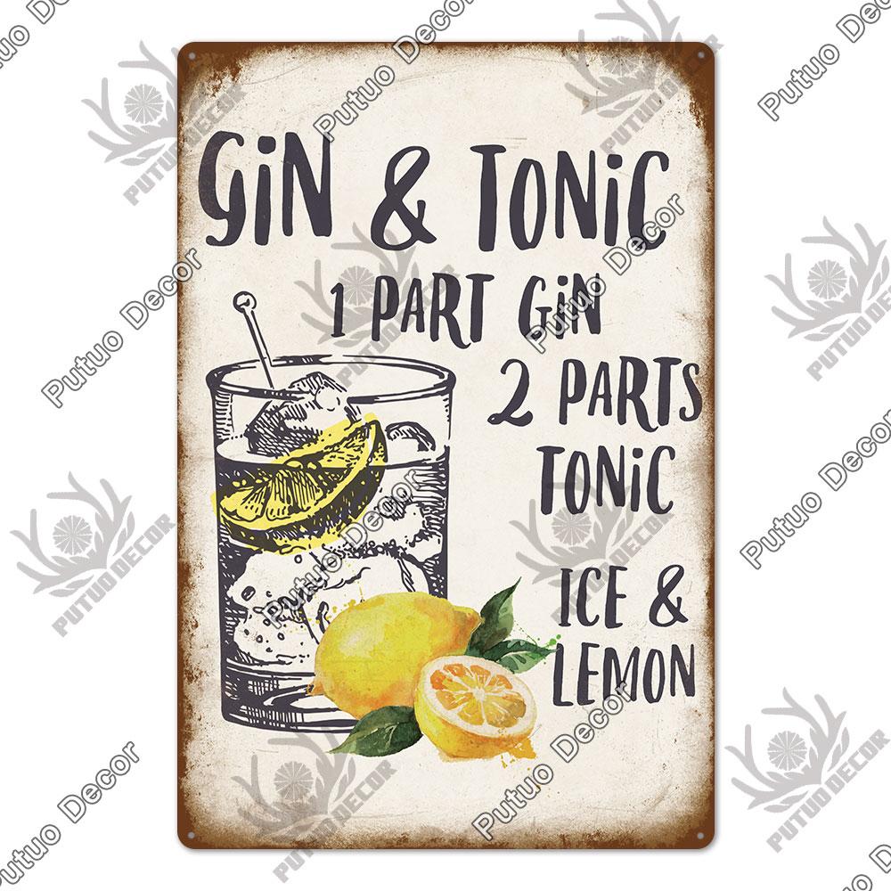 Mfoever Tin Decor Gin Brand Vintage Wine Tin Sign Metal Alcohol Plaque for Home Kitchen Bar Pub Club Man Cave Decoration Wall Decor