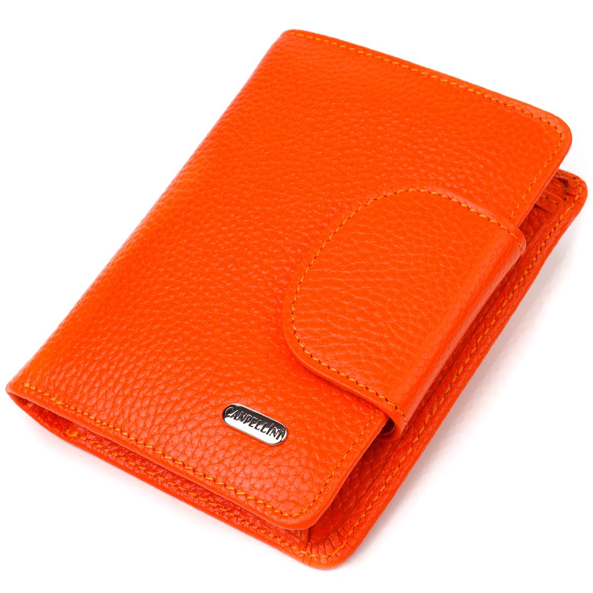 

Унікальний вертикальний жіночий кішок з натуральної шкіри CANPELLINI Wallet 21680 Помаранчевий