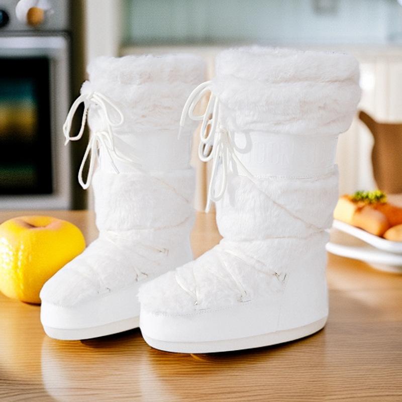 Fashion Waterproof Snow Boots Women's 2025 Winter New Thickened Thermal Sleeve Cotton Boots Non-slip and Wear-resistant Moon Boots