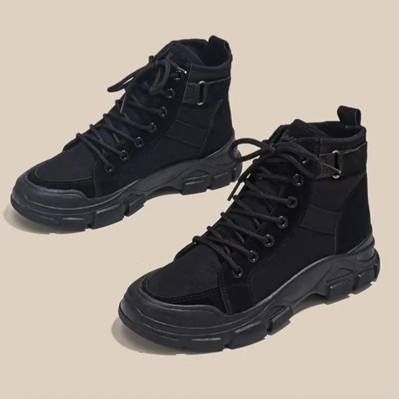 High-top Sports Shoes for Women 2025 Spring Flat Shoes Casual Versatile with Canvas Women Sneakers Outdoor Knight Women Boots