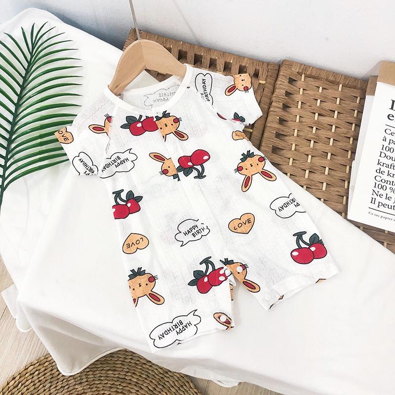 Summer Baby Bamboo Bodysuit: Lightweight, Breathable Short Sleeve Coverall for 3-24 Months