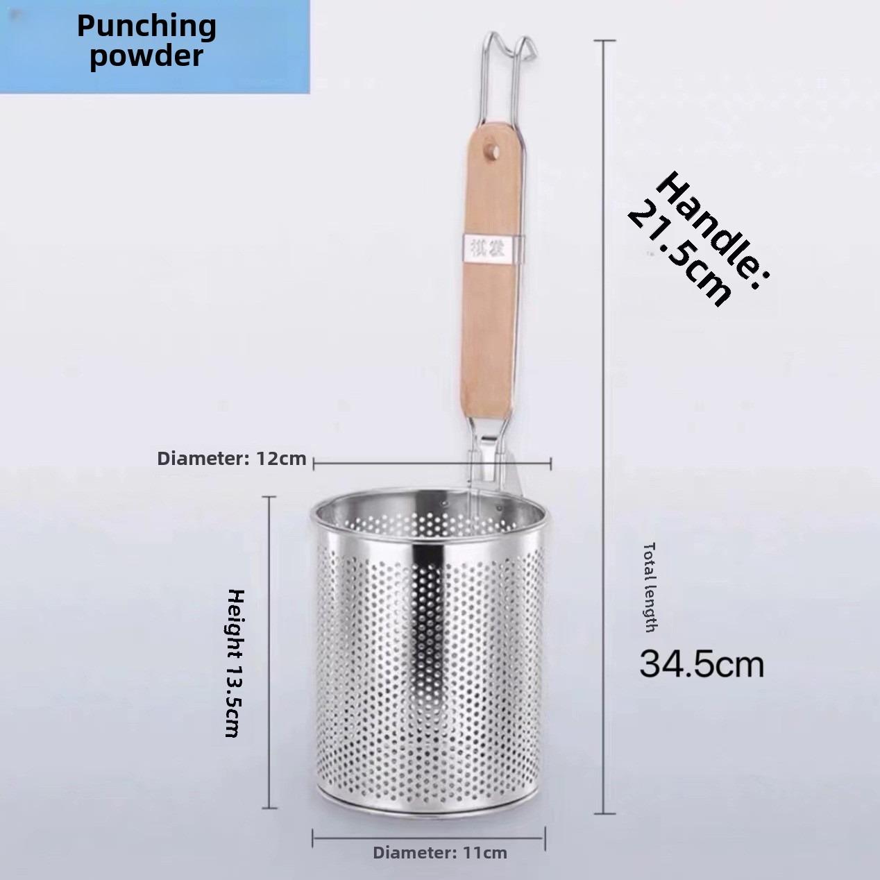 

Thickened Pasta Basket Strainer Wooden Handle Vegetables Mesh Sieve Spoon Durable Deep Fry Basket 12cm