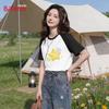 Baleno Women's Loose Raglan Colorblock Graphic T-Shirt