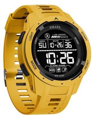 Maeau Men's Multifunctional Digital Sports Watch for Outdoor and Climbing, Waterproof with Date Display, Weekday Alarm, Yellow