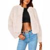 Winter jacket short jacket faux fur long-sleeved pockets thermal jacket autumn and winter clothes