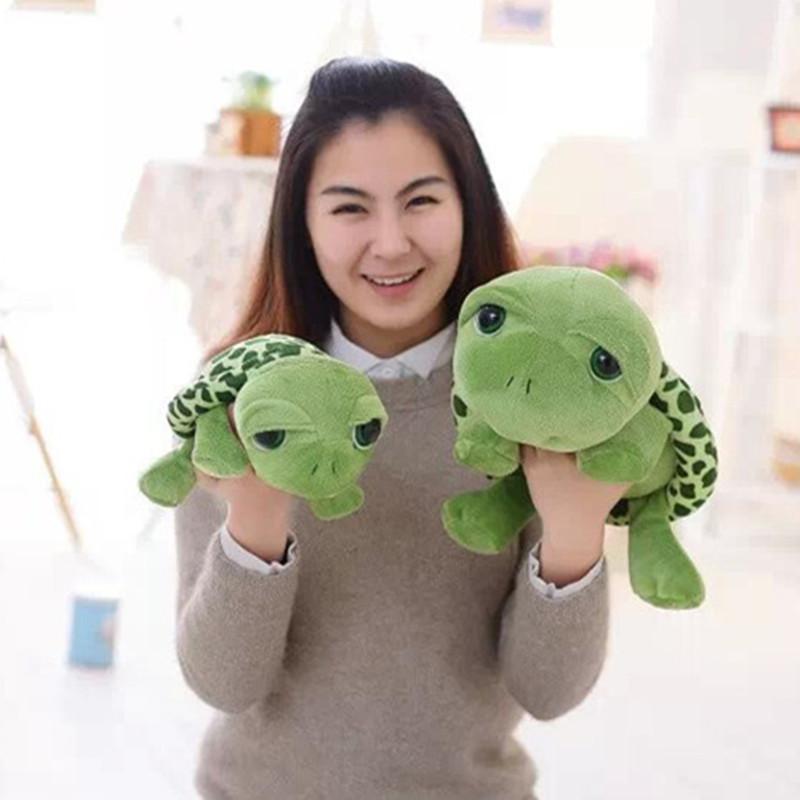 New 20-30cm Big Eyes Green Turtle Plush Toy Tortoise Soft Cute Cartoon Doll Gift for Kids Wedding Birthday Pillow