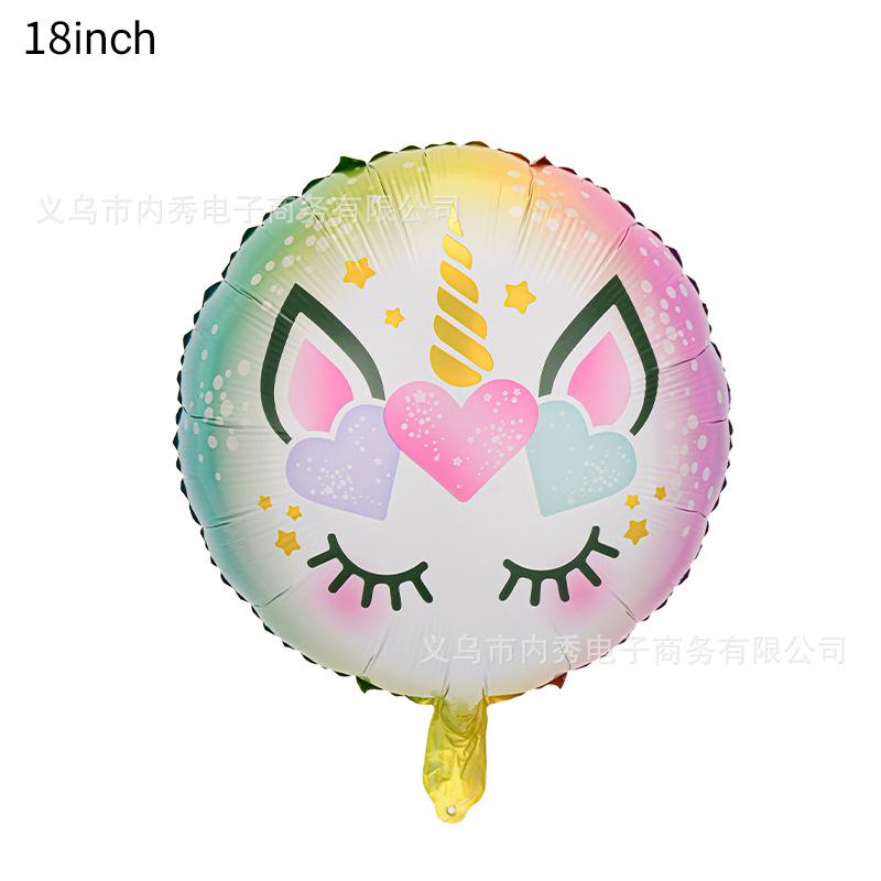 Large Unicorn Balloon Birthday Party Decorative Horse Head Balloon Closed Eyes One-Horned Horse Aluminum Film Balloon