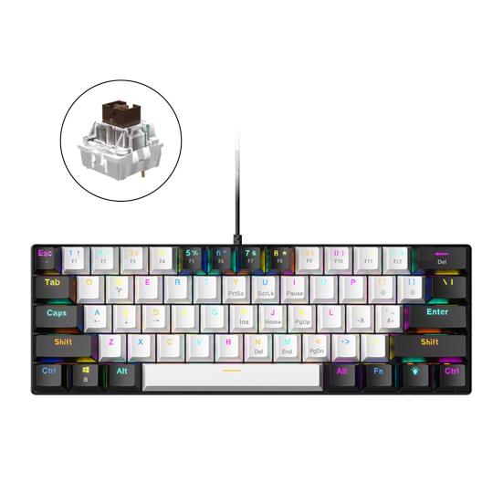 61-клавишная механическая клавиатура с эффектами RGB-подсветки, эргономичный дизайн, регулируемая универсальная проводная игровая клавиатура Plug-Play