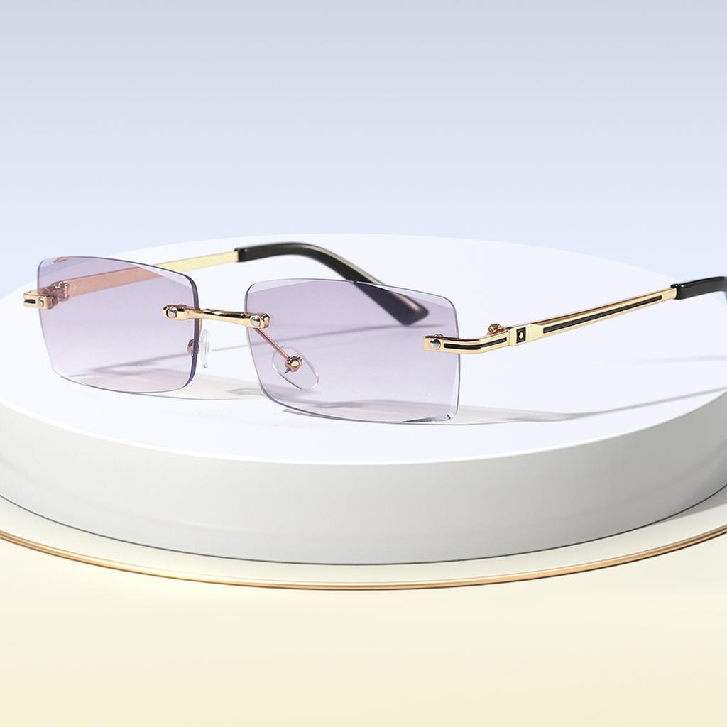 Cross-border New Retro Metal Rimless Rectangular Anti-blue Light Glasses for Men and Women Business Myopia Frame Glasses
