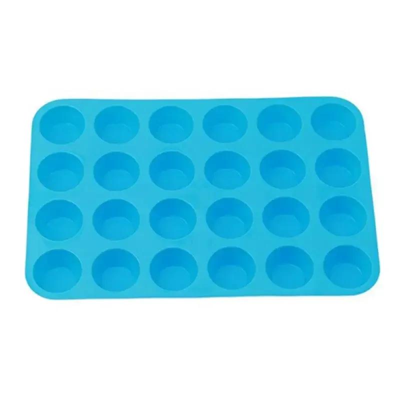 24 Cavity Silicone Muffin Cup Soap Cookies Cupcake Bakeware Pan Tray Mould, Home DIY Cake Pudding Jelly Mold Cake Decor Tool