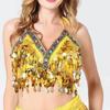 2Pcs Belly Dance Costume Set Women Belly Dance Outfit Sequins Bra Top Harems Pants Halloween Stage Performances Costume