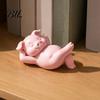 Cute Micro Landscape Accessory 3D Printed Lying Pig Figurine, Pink Statue, Small Figurine for Collectors Resin Animal Ornament Bedroom Bookshelf