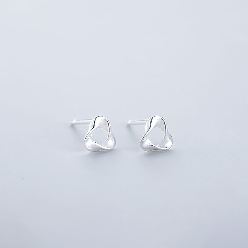 

Maozhe S999 Sterling Silver Women s Genuine Goods Small and Delicate Ear Stud S999 Silver Mini Mobius Ring