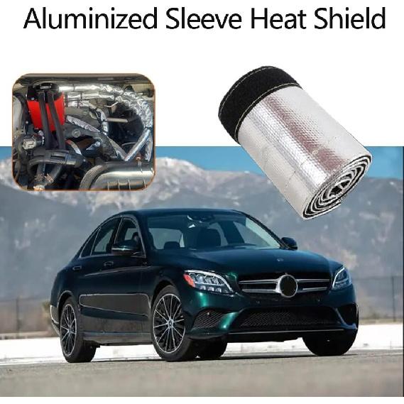 Aluminized Heat Shroud Sleeving Heat Shield Fuel line Wire Protection Silver Hose Heat wrap with 10 Pcs Metal Zip Ties (Silver 3/4''I.D. x 3FT)