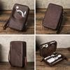 Genuine Leather Phone Cable Storage Bag Zipper Portable