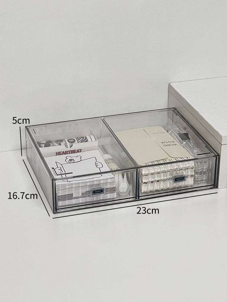 Desktop Storage Box Organizer Drawer-type Transparent Dormitory Study Table Stationery Storage Box Acrylic Desk Pen Book Rack
