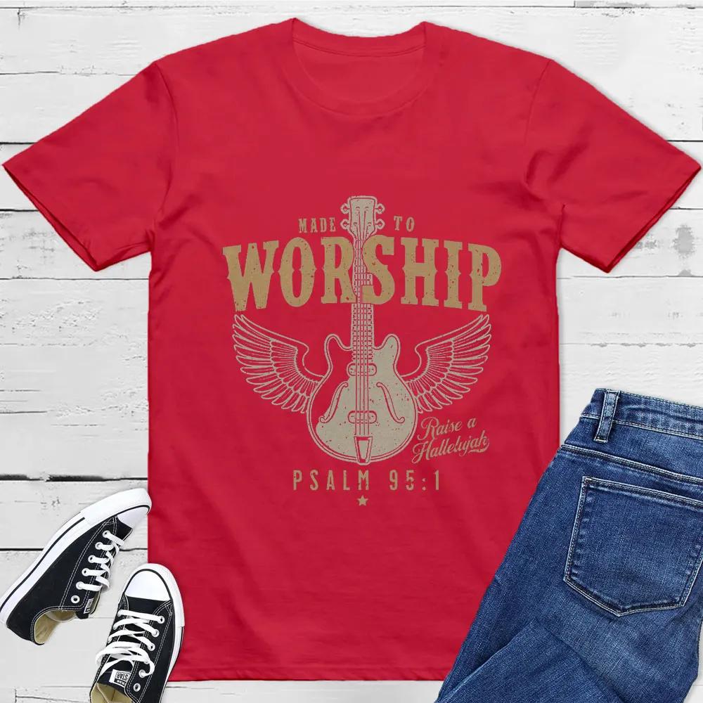 Made To Worship Religious TShirt Mens and Womens Short Sleeve Cotton Tees Retro HipHop Tops Summer Blouse Men Clothing