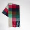 Autumn and winter European and American color matching AC imitation cashmere thick fringed scarf rainbow plaid mohair warm female student plus