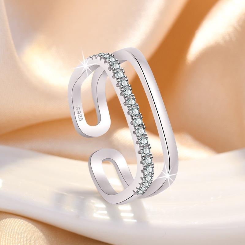 Original 925 Silver Ring High Quality Adjustable Opening AAA Zircon For Women Wedding Fine Fashion Jewelry Gift