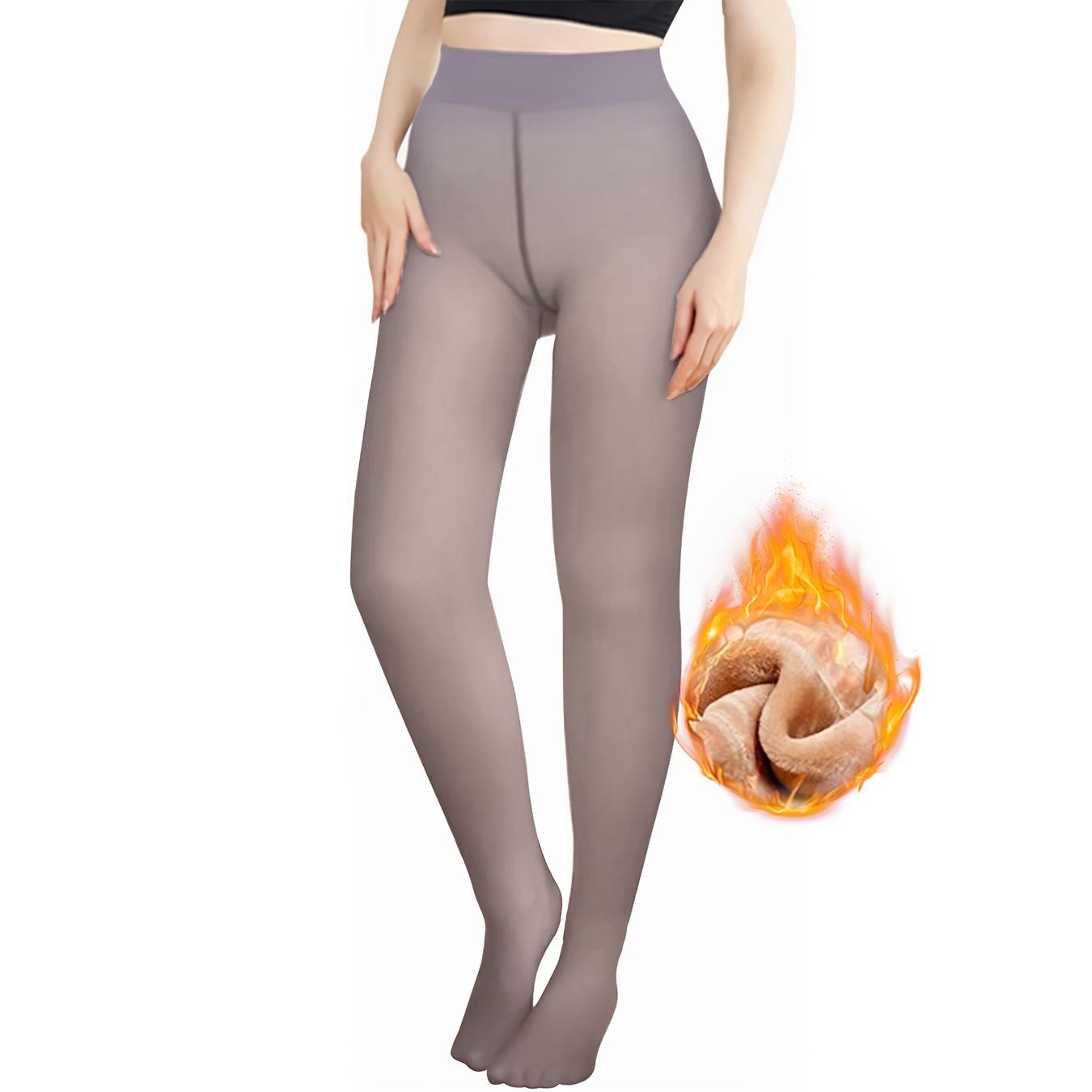 

Black Sheer Fleece Leggings - See-through Base Layer Pants 2XL темно-серого