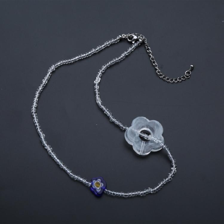 Flower Beaded Pendant Necklaces Small Chain Necklace Choker Pendant Necklaces