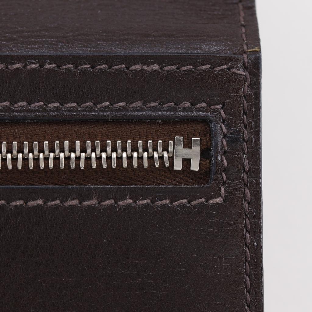 Hermes Beansufla Purse Brown/SilverHardware Box Carf Unisex Used