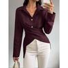 Spring and Autumn New Long Sleeve Shirt Lapel Strap Slim Temperament Commuter Cardigan Top
