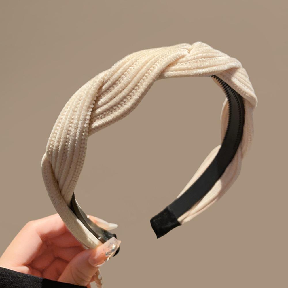 

Хлопковая широкая тканевая повязка для волос с боковым краем, корейский сплошной узел, высококачественные аксессуары для волос для девочек белый