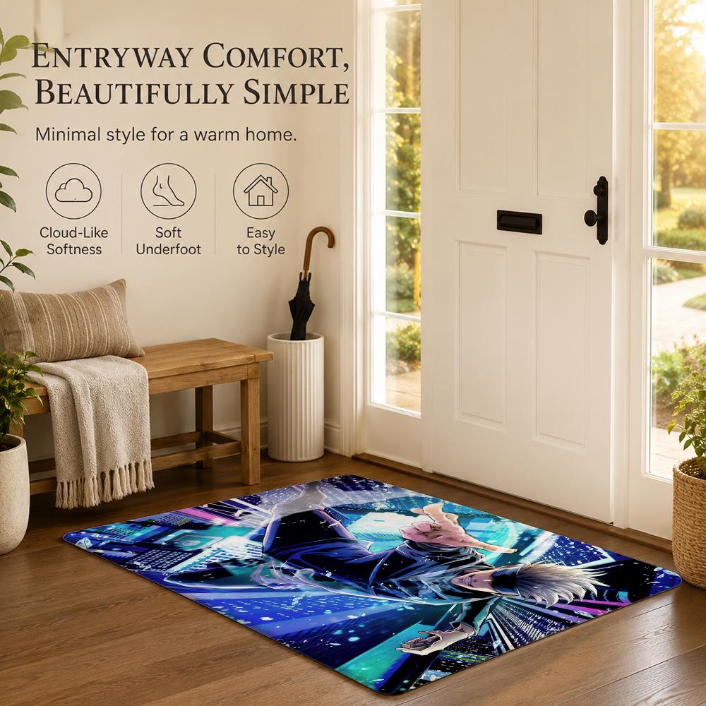 Dark Fantasy Anime J-Jujutsu KaisenS Floor Mat Non-Slip Absorbent Floor Mat Decorative Rug for Home Bathroom Bedroom Entryway
