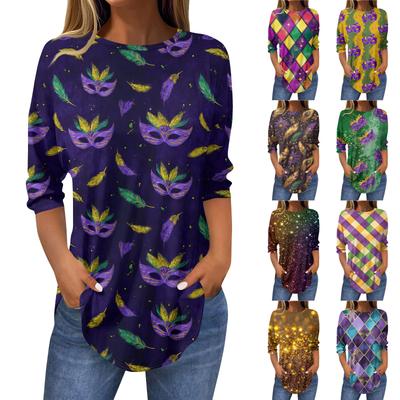 Damen-T-Shirts, 3/4-Ärmel, einfarbig, Pullover, Sommer, Frühling, Tops, Blusen