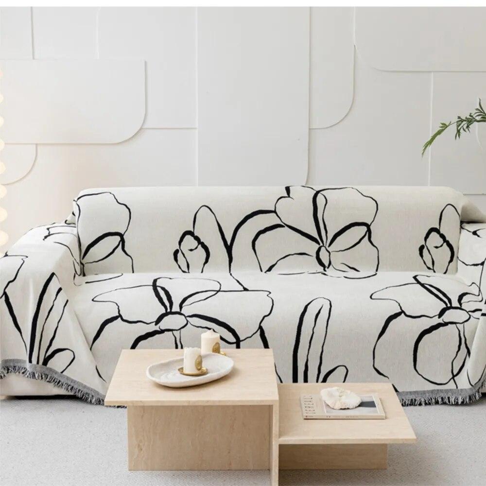 Floral Chenille Sofa Cover Modern Couch Blanket Universal Slipcover for Living Room Decor 1/2/3/4 Seats