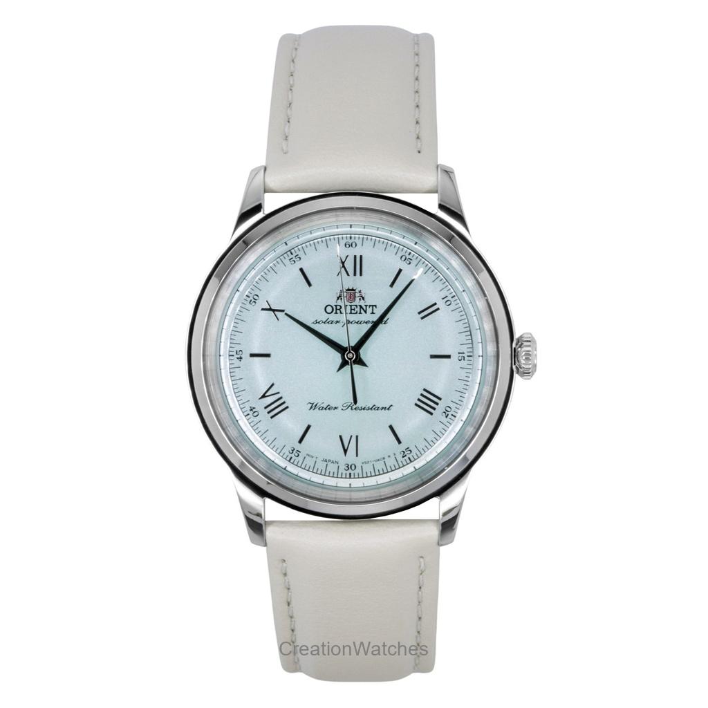 Orient Bambino Leather Strap Pale Green Dial Solar RA-WK0002E Men's Watch