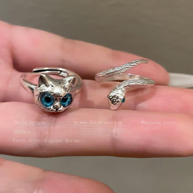 Cat Snake Ring Female 2025 New Fashion Personality Cold Wind Index Finger Ring Temperament Internet Celebrity Girlfriend Ring