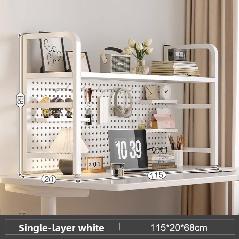 Multi-Layer Desktop Hole Board Storage Rack Stand up Computer Desk Organizer Student Dormitory Bookcase Horizontal Shelf Holder
